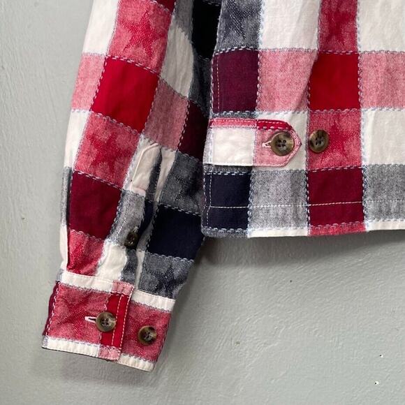 Christopher & Banks Size Small Plaid Star Button Up Shirt Country Americana - Picture 6 of 9